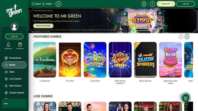 Mr Green casino screenshot